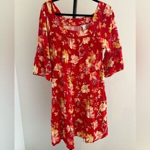 Cato Red Floral Long Sleeve Dress
